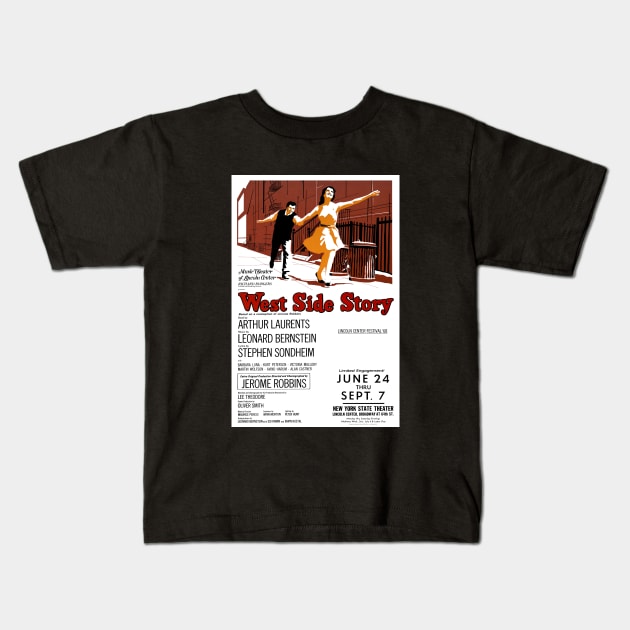 West Side Story Playbill Kids T-Shirt by RockettGraph1cs